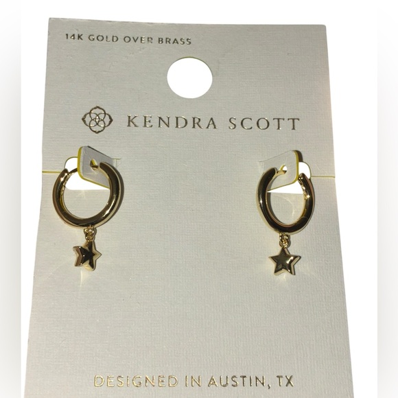KENDRA SCOTT 14k Gold Star Huggie Huggy Open Hoop Earrings NEW NWT - Picture 5 of 6